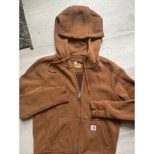 WOMEN'S small CARHARTT RELAXED FIT MIDWEIGHT FULL-ZIP SWEATSHIRT‎ cognac